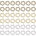 thumbnail image 1 of 90 cuentas de metal de 15 mm en 3 colores, con marco de flores, plateadas, con agujeros dobles, de aleación colorida, estilo tibetano, con conector de flores., 1 of 6