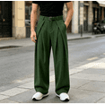 thumbnail image 5 of HBDesign Mens Linen Wide Leg Pants Casual Pleated Summer Breathable Loose Daily Trousers, 5 of 6