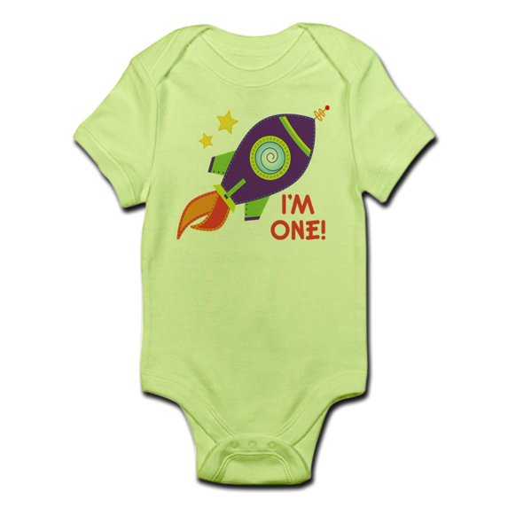 CafePress - First Birthday Space Rocket Infant Bodysuit - Baby Light Bodysuit
