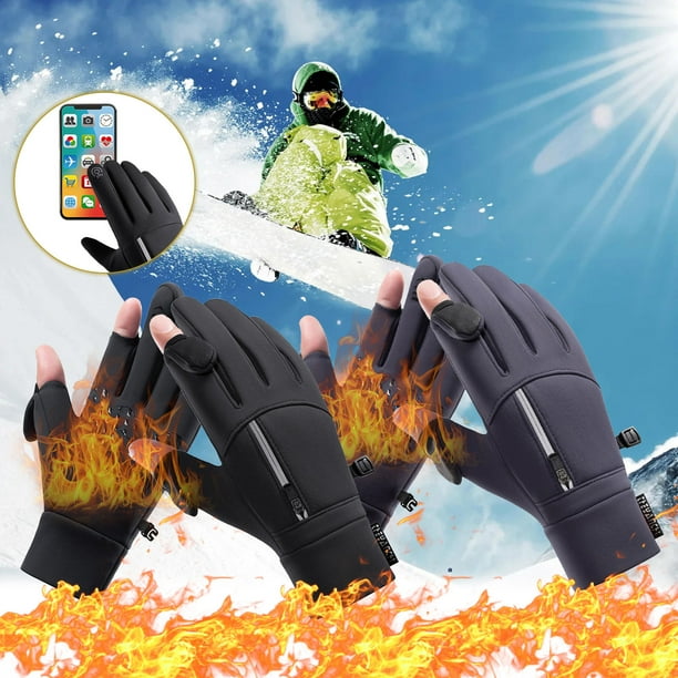 Fiudx Guantes de Invierno para Montar a Caballo, Diseño Cálido para Pantalla Táctil, Palma de Pvc Antideslizante, Aislamiento a Prueba de Viento, Deportes Al Aire Libre, Esquí, Ciclismo, Senderismo,