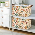 thumbnail image 2 of Yayeee Foldable Storage Basket for Shelves with Handles Set of 2 Waterproof Cloth Bins, Beige Retro Leaves, 2 of 7