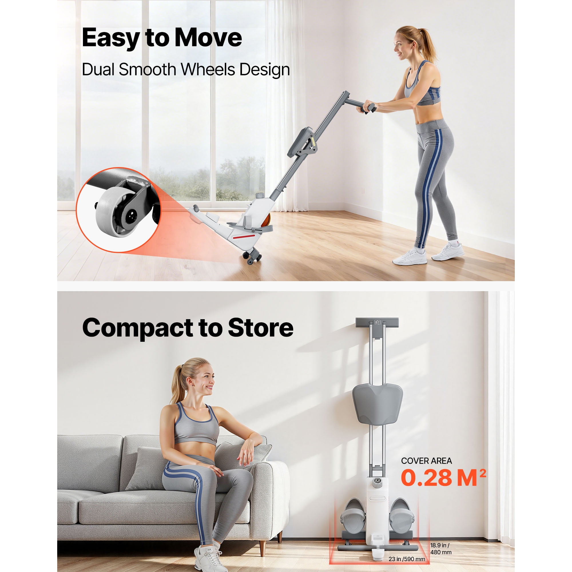KFFKFF Magnetic Rowing Machine with Adjustable 16-Level Resistance, Foldable Design for Home Use, 350 LBS Capacity, Dual-Slide Rail System, Bluetooth APP Connectivity & LCD Display