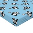 thumbnail image 2 of Ambesonne Soccer Fitted Sheet, Panda Kicking Ball, Twin Size, Pale Blue Black White, 2 of 3