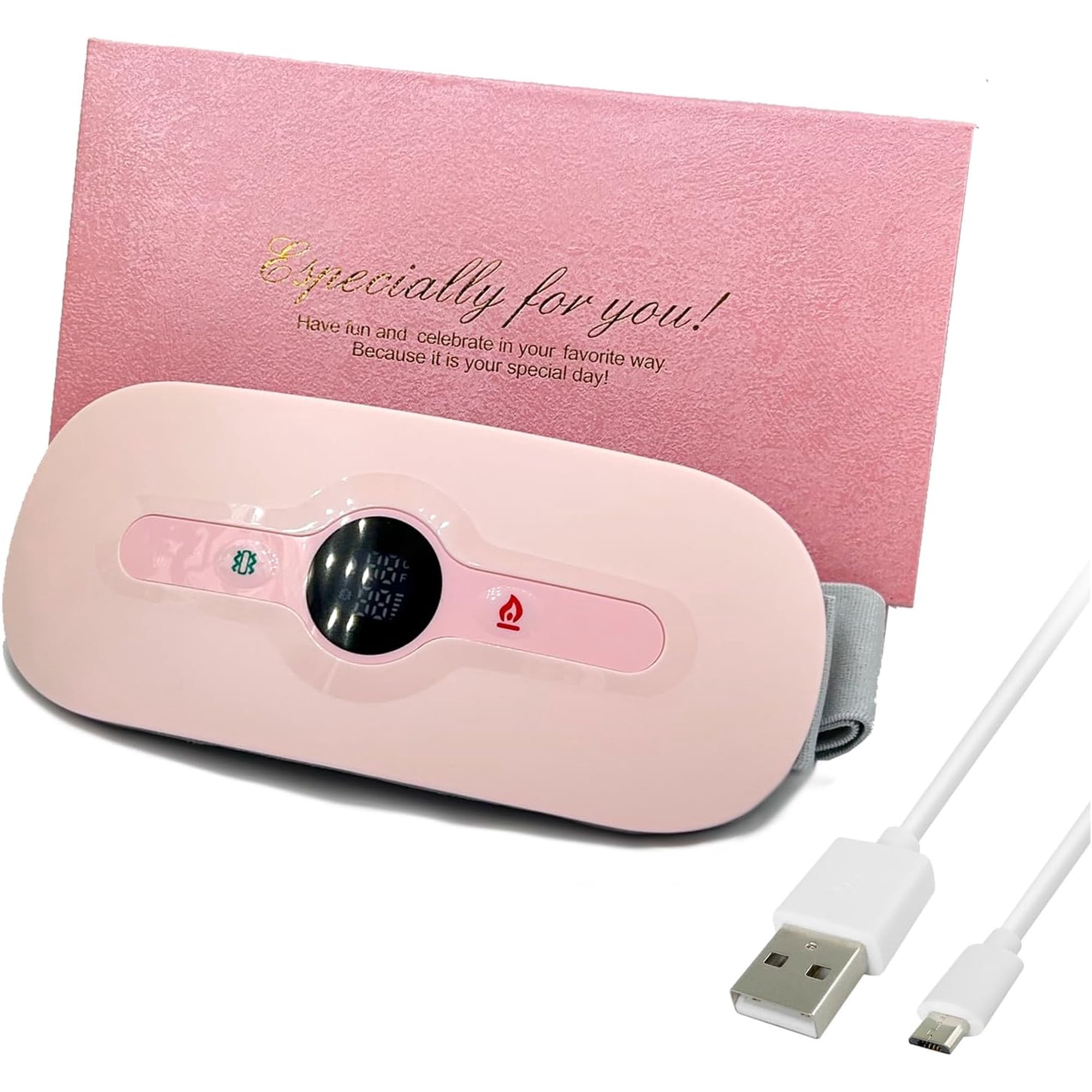 BN-LINK Heating Pad for Period Cramps, Portable Cordless, 6 Heat Levels and 6 Massage Modes, Waist or Belly Heating Pad for Women and Girl(Pink)