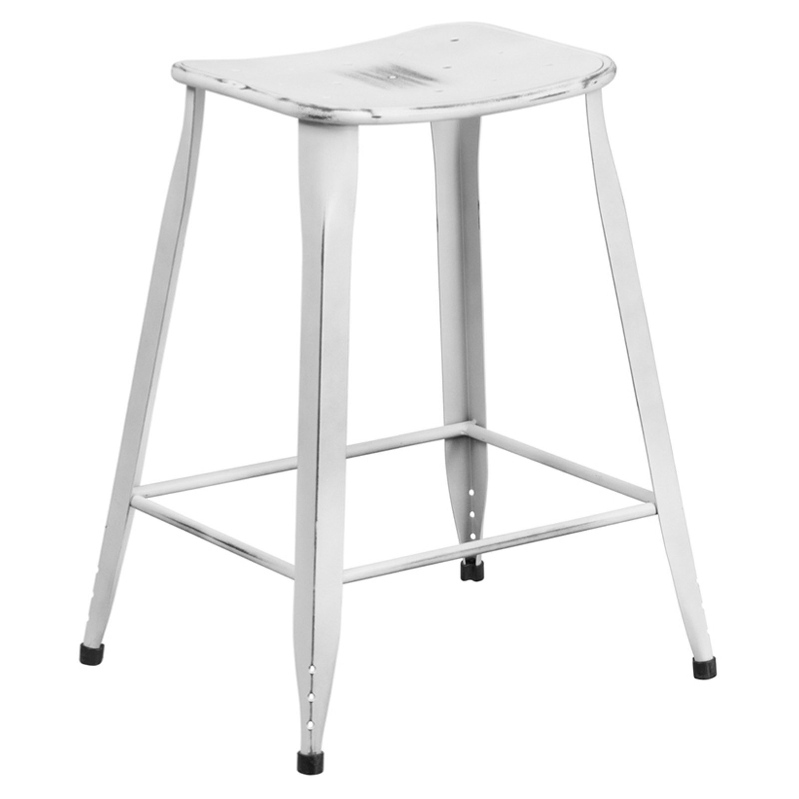 Flash Furniture 24 in. High Distressed Metal Indoor/Outdoor Counter