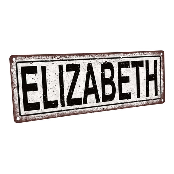 Elizabeth 4"x12" Metal Sign, Wall Décor for Kids Room and Nursery