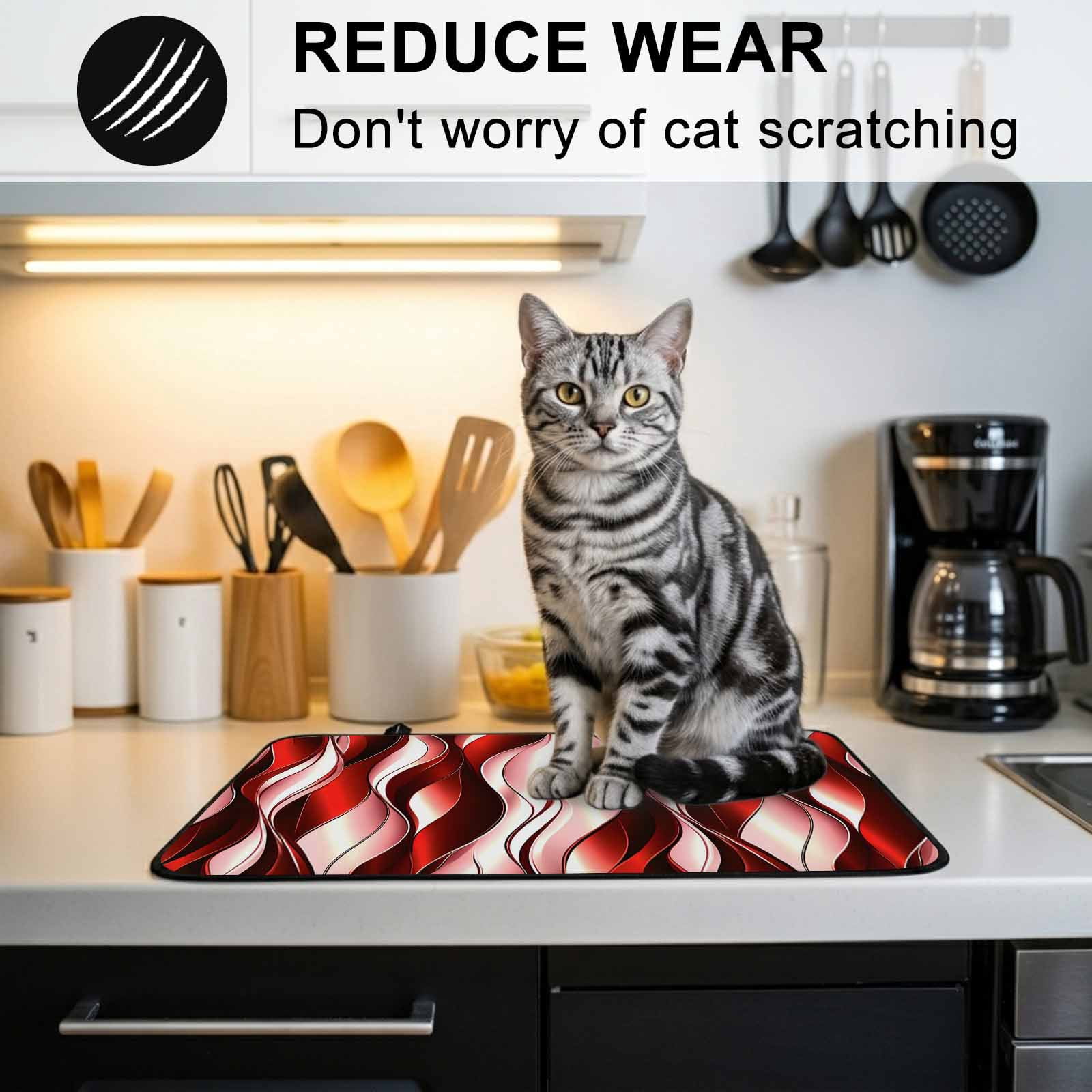 Red Striped Ombre Stove Top Cover for Electric Stove, Heat-proof & Non Slip Glass Top Stove Cover Protector, Modern Red Moire Geometric Kitchen Flat Cooktop Rubber Mat 24x21 Inches