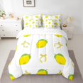thumbnail image 2 of Erosebridal Lemon Fruit Bedding Sets Queen Size, Yellow Comforter Sets with Sheets, Cartoon Bow Decor, Reversible 7 Pieces, 2 of 5