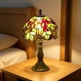 thumbnail image 4 of BGZLEU Stained Glass Table Lamp,Vintage Style Desk Lamp,Mid Century Modern Bedside Nightstand Decorative Lamps USB Powered,Unique Accent Light for Bedroom Living Room Office Home Decoration,C, 4 of 5