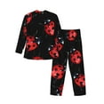 thumbnail image 2 of Kll Beautiful Red Ladybug Sleepwear Mens Flannel Pajamas,Long Cotton Pj Set, 2 of 9