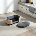 thumbnail image 2 of Scandinavian style Elevated Dog Bed Pet Sofa With Solid Wood legs and Bent Wood Back, Velvet Cushion,Small Size, 2 of 9