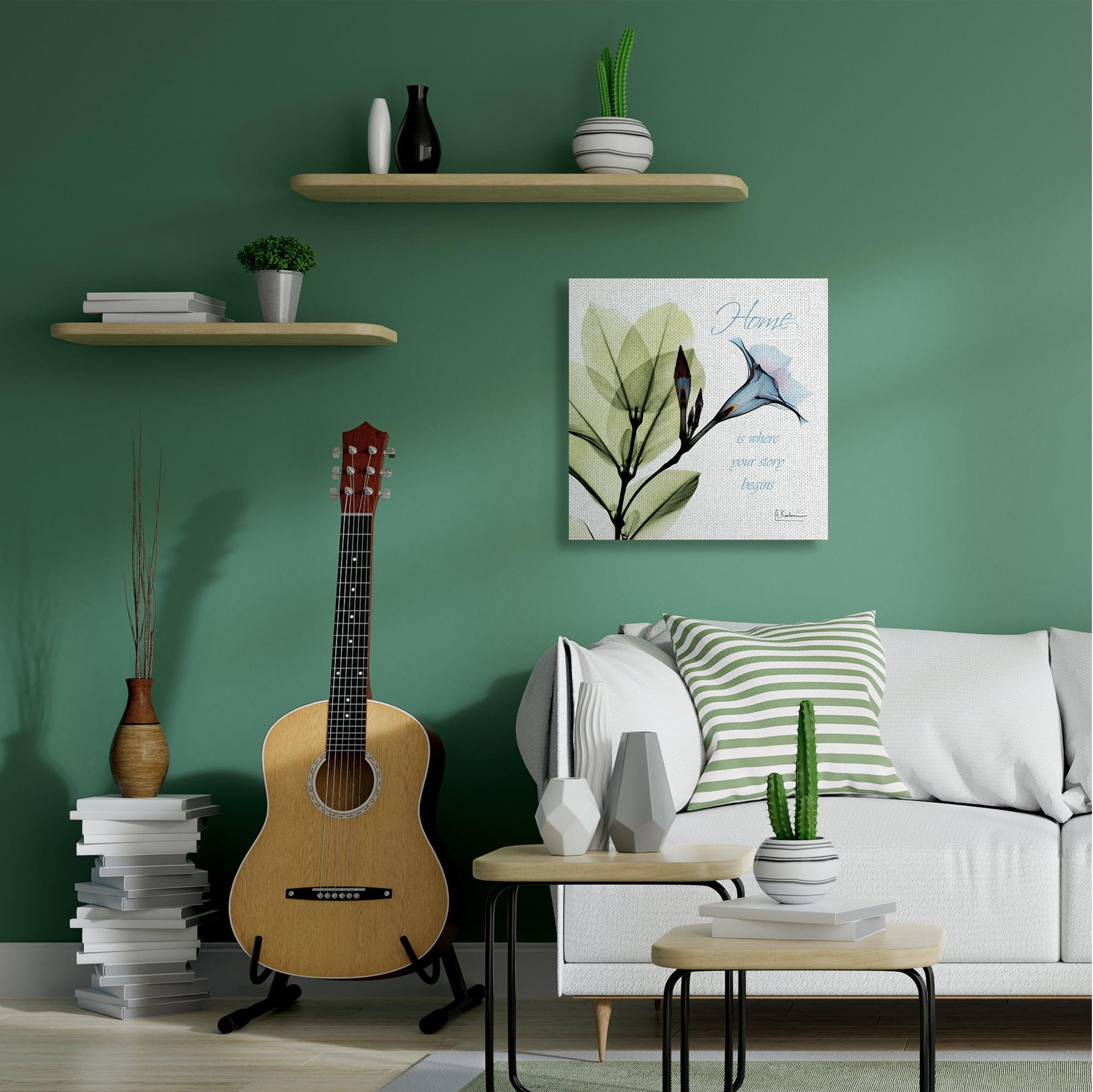 Stupell Industries Your Story Begins Phrase Blue Floral Silhouette Canvas Wall Art by Albert Koetsier