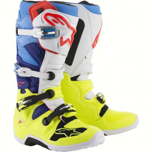 Blue/Cyan Motocross Boots Yellow 