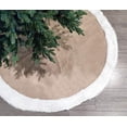 thumbnail image 3 of Fennco Styles Rustic Burlap White Faux Fur Trim Tree Skirt, 72" Round, 3 of 6