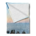 thumbnail image 2 of Sicily Soft Flannel Fleece Throw Blanket, Sunset Photo of Faraglioni de Scopello from Above Tyrrhenian Sea Bay, Cozy Plush for Indoor and Outdoor Use, 50" x 70", Multicolor, by Ambesonne, 2 of 5
