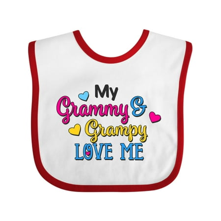 

Inktastic My Grammy and Grampy Love Me with Hearts Gift Baby Boy or Baby Girl Bib