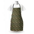 thumbnail image 3 of Tea Party Apron, Cups and Pots with Different Floral Motifs on Dotted Brown Background, Unisex Kitchen Bib with Adjustable Neck for Cooking Gardening, Adult Size, Sea Green Brown Beige, by Ambesonne, 3 of 4