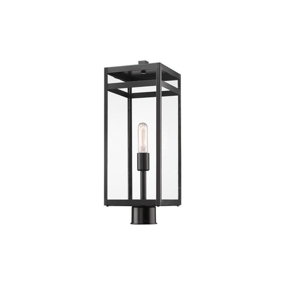 596PHBR-BK-Z-Lite-Nuri - 1 Light Outdoor Post Mounted Fixture In Outdoor Style-21.5 Inches Tall and 7.5 Inches Wide