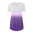 thumbnail image 4 of SHOPESSA Womens Tops Fashion Gradient Printed Blouse V-neck Short Sleeve Tunic Tops Casual Summer Long Shirts for Women to Wear with Leggings, 4 of 5