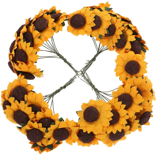 FELTECHELECTR Ramo de girasoles artificiales de 100 piezas: flores de imitación realistas para decoración de bodas y manualidades. Flores artificiales para el hogar y la oficina.