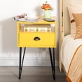 thumbnail image 2 of VECELO Nightstand with 1-Drawer and Metal Legs, Sofa End Table for Living Room Bedroom Office, Yellow, 2 of 8