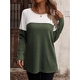 thumbnail image 4 of Camiseta de manga larga con botones de contraste de Color para mujer, Tops sueltos informales, cómodos, Otoño, nueva moda, 4 of 5