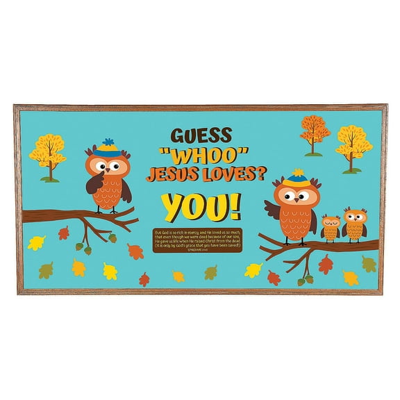 Religious Owl Bulletin Board Set, Educational, Fall, 9 Pieces