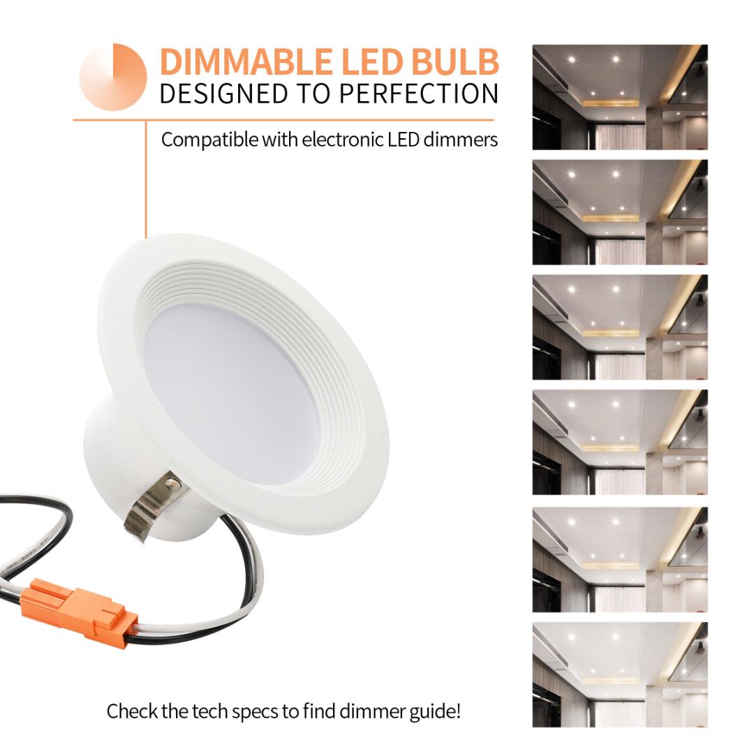 ETI Dimmable 10.4 Watt 4 LED Recessed Downlight Retrofit With Nightlight  Trim, Color Selectable, DL-4-625-907-SV-D