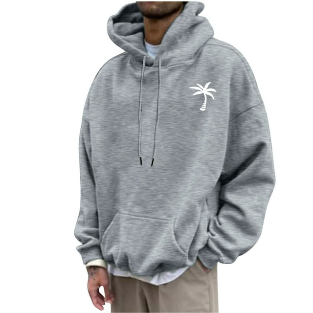QIPOPIQ Men's Graphic Print Long Sleeve Drawstring Hoodie Pullover Sweatshirt Clearance