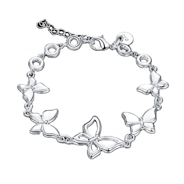 Qarigey de mariposas de plata de ley 925, regalo impecable ajustable para mujer, con dijes de moda Ropa, zapatos y accesorios Miscelánea