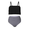 thumbnail image 2 of Barra Acolchada Suave Ruchada de Flunces Retro de s Mujeres Empuje El Traje de Baño Del Conjunto de de Cintura Negro m Soledad trajes de baño de las mujeres, 2 of 10