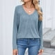 thumbnail image 4 of Ailaofu Women Tops Long Sleeve Shirts V Neck Loose Fit Soft Casual Solid Color T-Shirts Fall Clothing, 4 of 6