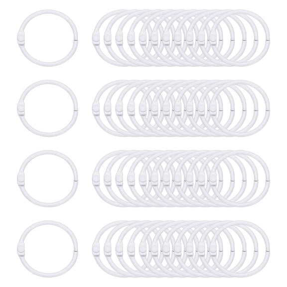 Uxcell 48Pcs Loose Leaf Binder Rings, 1.2 Inch Metal Open Card Rings Heavy Duty Book Rings for Key Index Card Rings Paper Rings Office, White