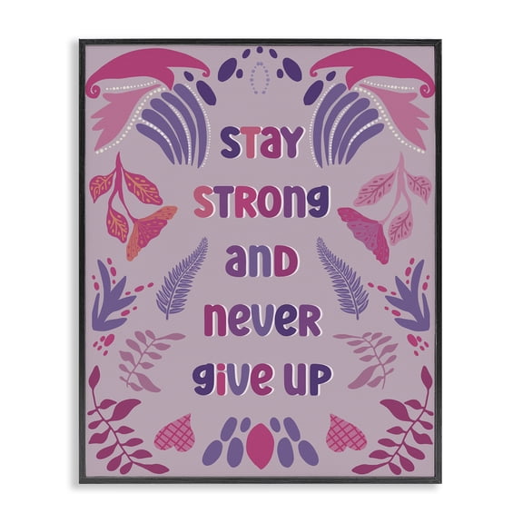 Stupell Industries Eclectic Never Give Up on Purple Black Framed Giclee Art, 11 x 14, by Julia Frost