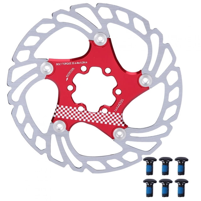 Disco flotante de 6 pernos para una mayor seguridad en el ciclismo Disco de freno para bicicleta de montaña de 180 mm rojo y plateado