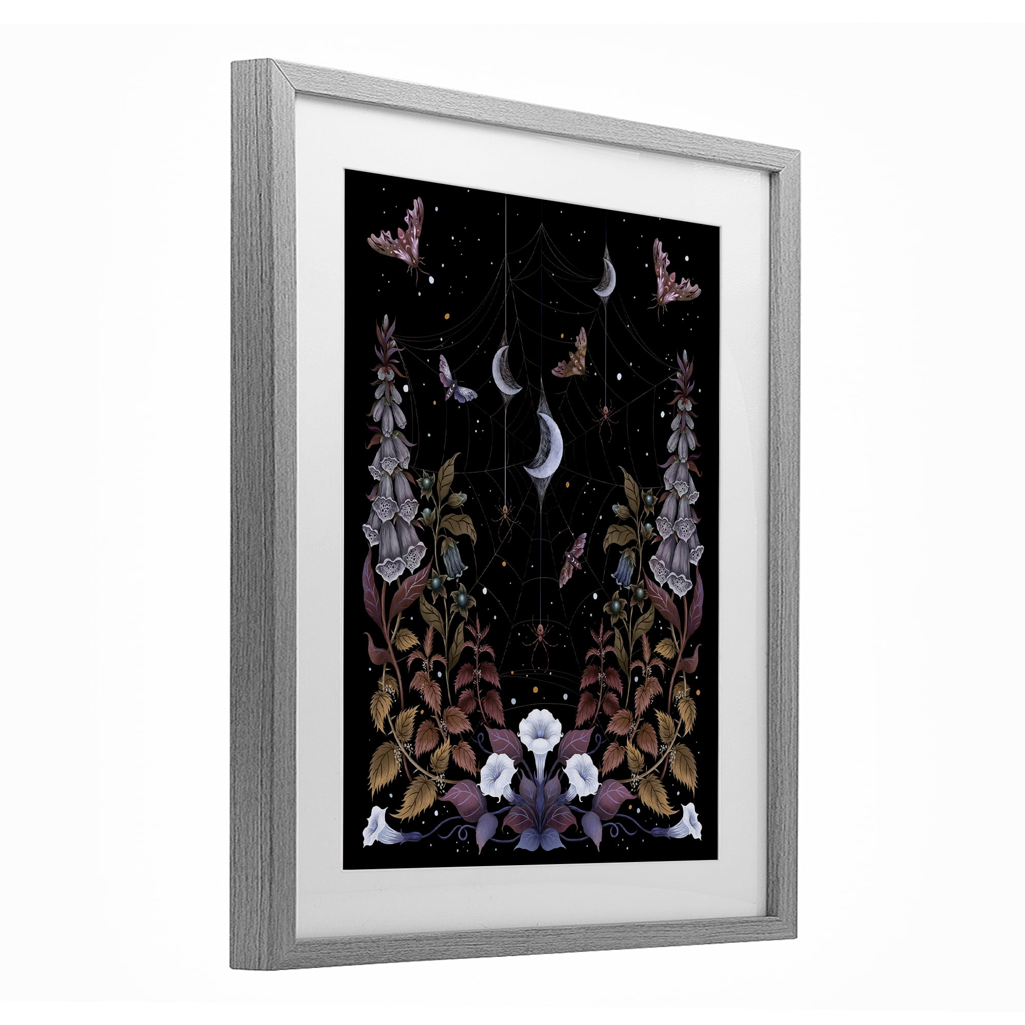Stupell Industries Witch Garden with Spider Webs Gray Framed Print Under Glass, design by Episodic Drawings