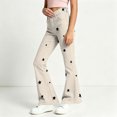 thumbnail image 6 of LUGOGNE Girls Flare Pants Star Print High Waist Button Fly Bell Bottom Pants Kids Clothing with Pockets Khaki,Size 8, 6 of 8