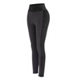thumbnail image 4 of QLEICOM Womens Yoga Pants Capri Leggings High Waist Tummy Control Slimming Booty Running Butt Lift Tights With Pockets Workout Leggings Athletic Pants Tummy Control Leggings Black XL, 4 of 6