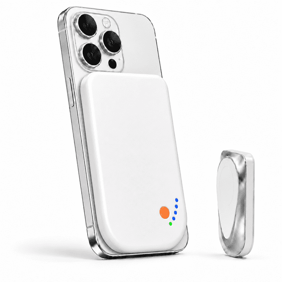 Magnetic Power Bank 10000mAh, Wireless Phone Charger with 15W USB-C Output, Battery Level Indicator, Dual Device Charging(White)