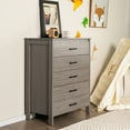 thumbnail image 4 of Costway Commode Moderne à 5 Tiroirs, Armoire de Rangement avec Poignées en Métal, Chêne Gris, 4 of 10