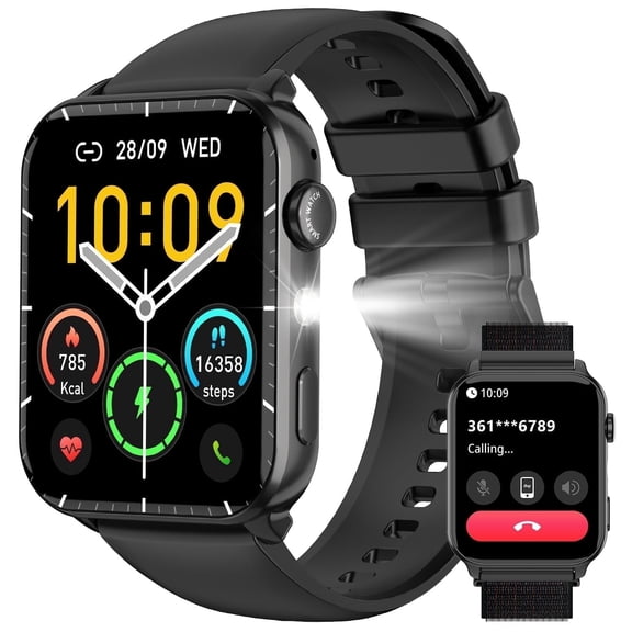 Blackview 1.91-inch Men Women's Smartwatch with Answer/Make Calls/100  Sports Modes/Message Reminder,fits for Android Iphone Samsung Devices,Black