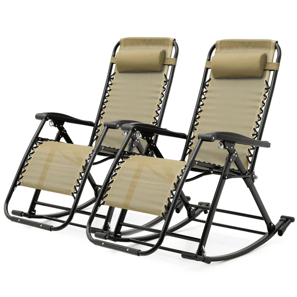 MoNiBloom Set of 2 Zero Gravity Lounge Chairs, Adjustable Rocking