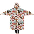 thumbnail image 2 of Oversized Wearable Blanket Hoodie,Colorful Mushroom Plant White Pattern Sherpa Blanket Hoodie with Super Pockets,Super Warm Fuzzy Pullover for Women & Men, 2 of 6