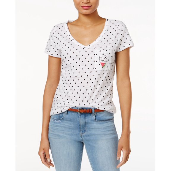 Maison Jules Cotton Watermelon Graphic T-Shirt White Bright Combo S