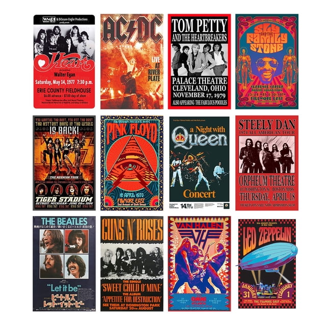 Set de pósters WOONKIT Vintage Rock Band 70s 80s 90s Aesthetic