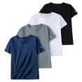 thumbnail image 2 of ITSAME Boys Athletic Shirts 4-Pack, Mesh Quick-Dry Crewneck Short Sleeve Tops Running Sport T-Shirts Black Size 4-5, 2 of 9