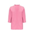 thumbnail image 5 of Zedker Casual Shirts For Women Lace 3/4 Sleeve Knitting Cardigan Womens Tops Comfy Lightweight Solid Color Open Front Daily Wear,Pink,L, 5 of 7