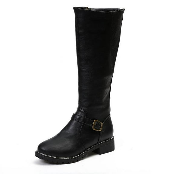 Women's Boots, Classic Tall Boots with Functional back Zipper and Outside Decorative, Low Heel