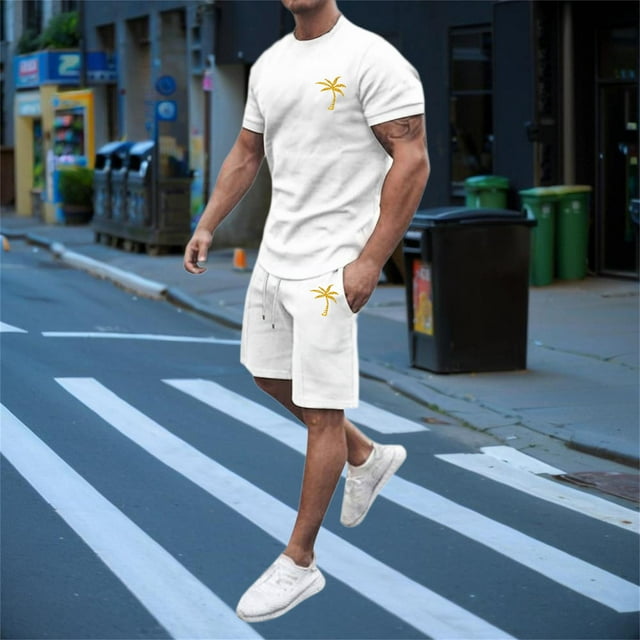 MKLEKYY Pijama Corto De Verano Para Hombre, Ropa Deportiva, Camiseta Transpirable De Manga Corta Y Pantalones Cortos Deportivos Con Bolsillos.