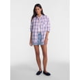 thumbnail image 2 of No Boundaries Plaid Flannel Shirt with Long Sleeves, Women's XXS-XXL, 2 of 5
